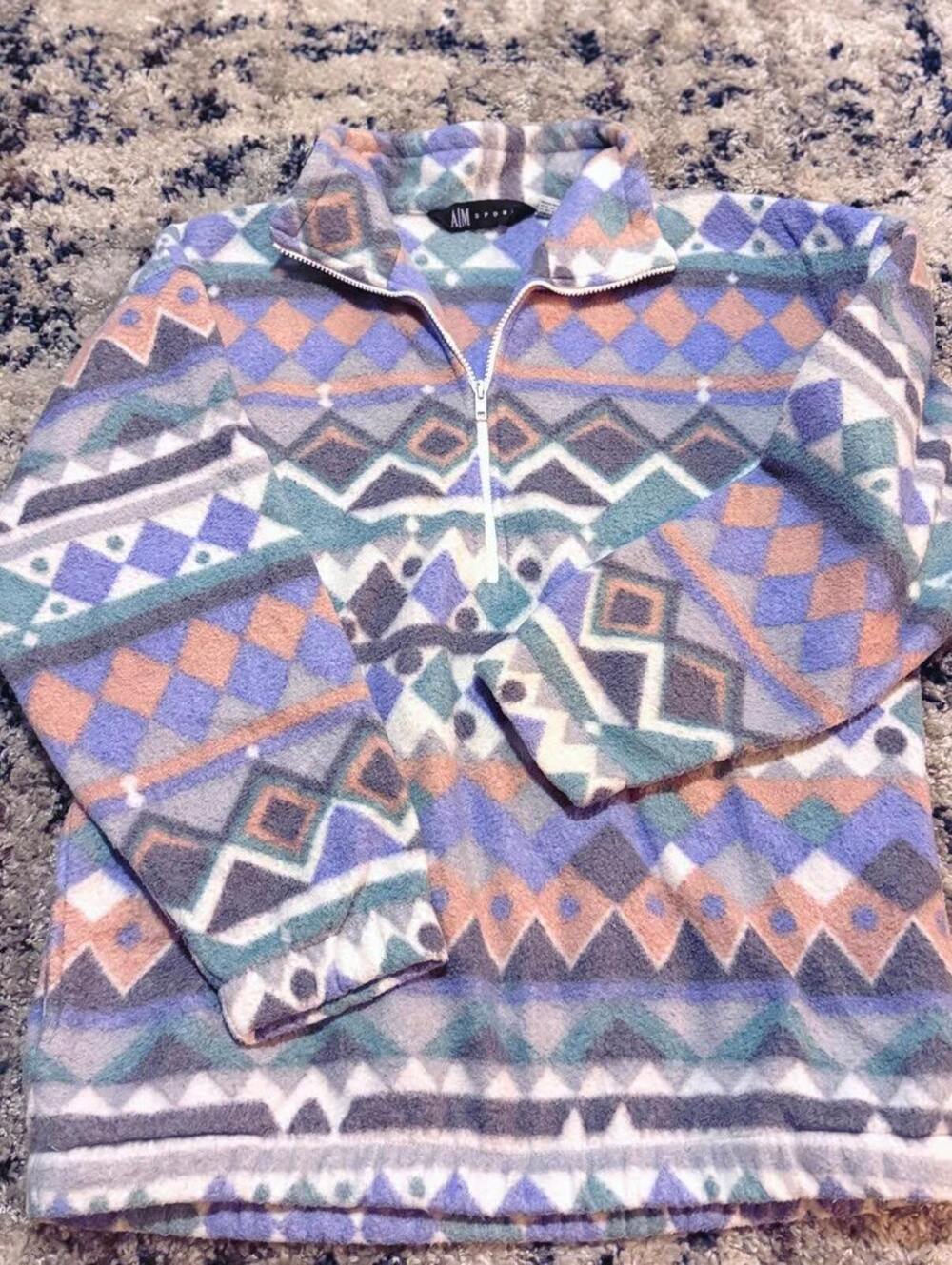 Vintage AIM Sport Southwestern Fleece Half Zip Pullover M